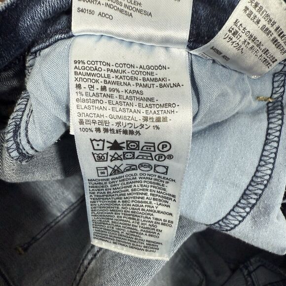 Levis 505 Straight Women Size 14 Large Mid Blue Denim Stretch Western Pants - Picture 7 of 14